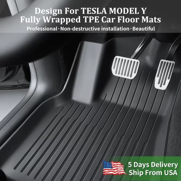 Design for Tesla Floor Mat Model Y 2020-2024 Car Trunk Mat Luggage Mat TPE Waterproof Anti-Slip Set Floor Liner Mat Accessories - Image 2