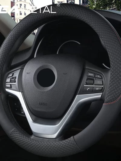 Universal Car Steering Wheel Cover For 37-38cm Steer Wheel Faux Leather Breathable Car Wheel Cover Interior Auto Accessories
