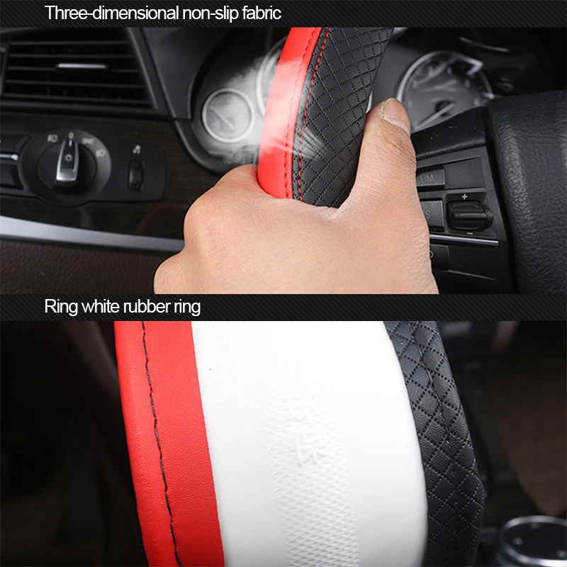 Universal Car Steering Wheel Cover For 37-38cm Steer Wheel Faux Leather Breathable Car Wheel Cover Interior Auto Accessories - Image 3
