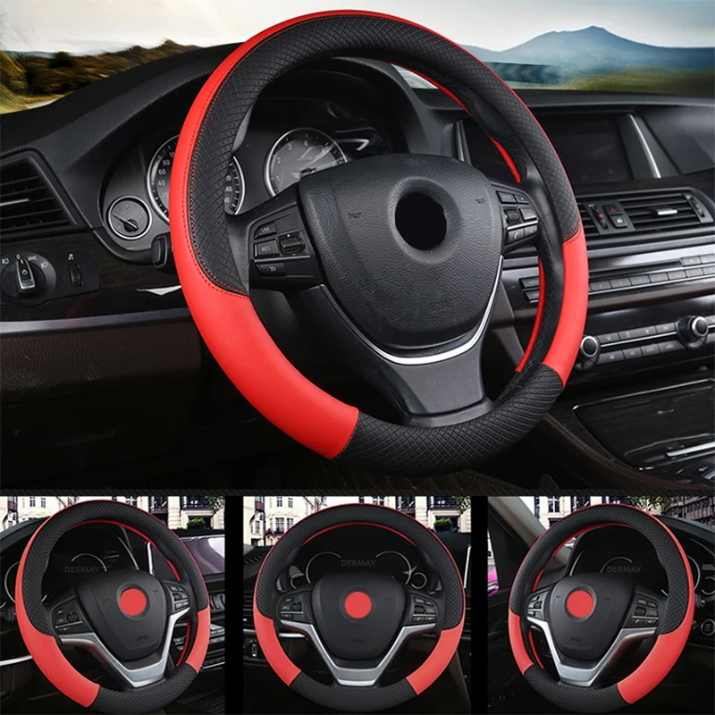 Universal Car Steering Wheel Cover For 37-38cm Steer Wheel Faux Leather Breathable Car Wheel Cover Interior Auto Accessories - Image 4