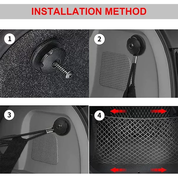 35.5 x 15.7 Inch Rear Cargo Net Adjustable Elastic Mesh Storage Organizer Large Capacity Stretchable Trunk Storage Net with - Image 4