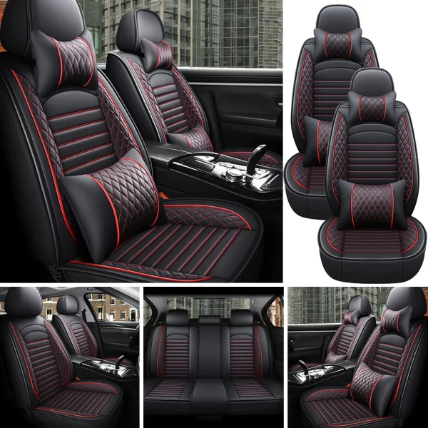 5-Seats PU Leather Universal Car Seat Covers Full set Front Rear Seat Cushion Anti-scratch Protection For Sedan SUV Seat - Image 8