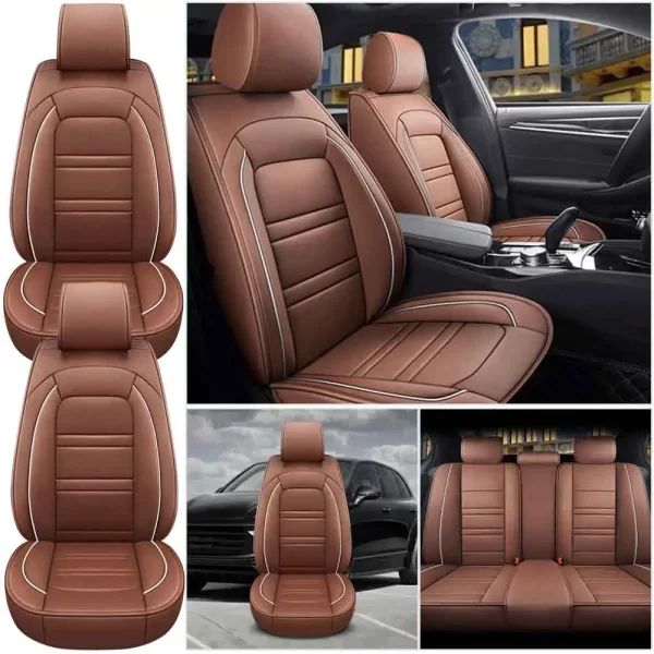 Universal 5-Seat PU Leather Car Seat Covers Full set Front Rear Seat Cushion Anti-scratch Protection Four Season - Image 8