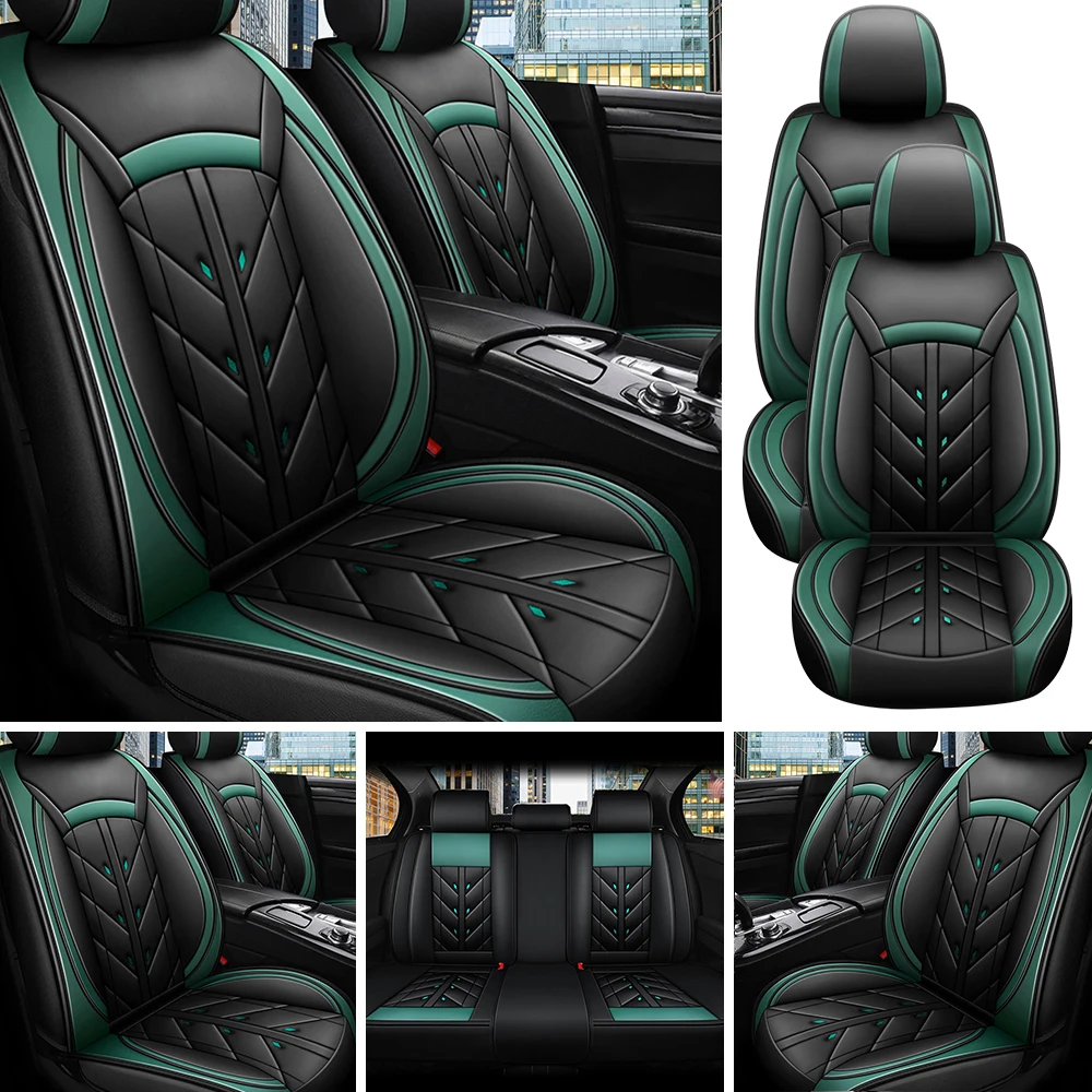 5-Seater Car Seat Cover Full Set Universal Deluxe Front Rear Cushion, PU Leather Cushion Protectors Waterproof Car Seat Cover - Image 5
