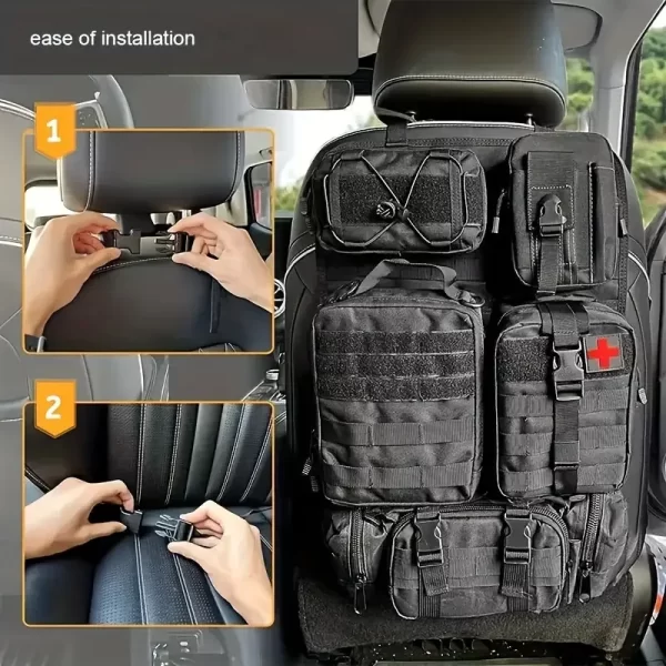 Tactical Car Seat Organizer With Detachable Pouches - Durable Multi-Pocket Storage For Everyday Use - Image 3