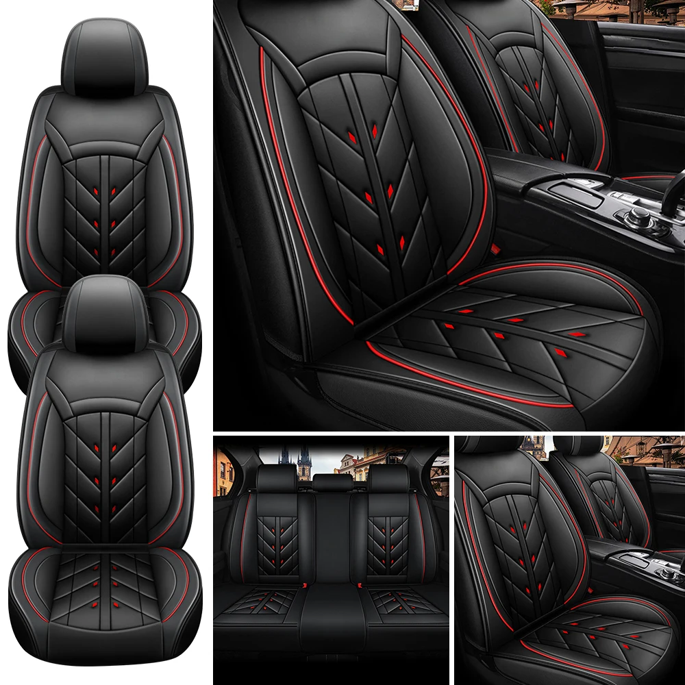5-Seater Car Seat Cover Full Set Universal Deluxe Front Rear Cushion, PU Leather Cushion Protectors Waterproof Car Seat Cover - Image 10