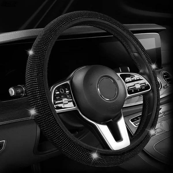 Bling Bling Diamond Rhinestones Crystal Car Steering Wheel Cover PU Leather Auto Accessories Case Car Styling - Image 8