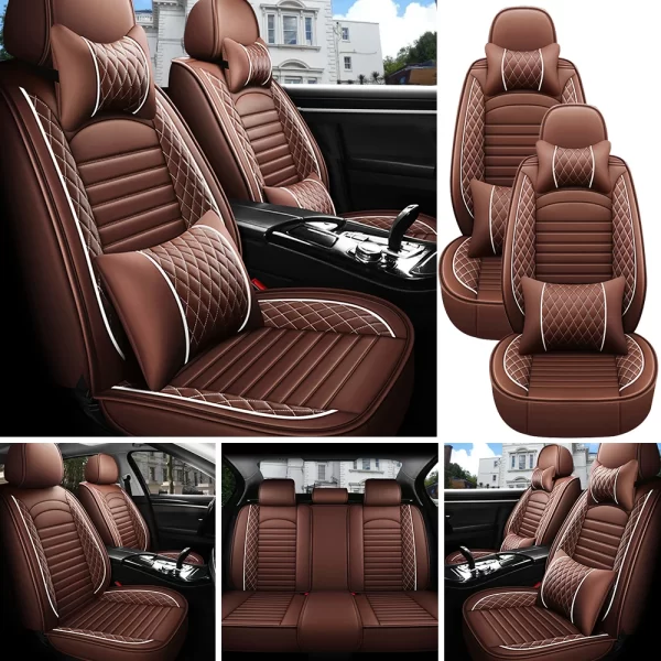 5-Seats PU Leather Universal Car Seat Covers Full set Front Rear Seat Cushion Anti-scratch Protection For Sedan SUV Seat - Image 9