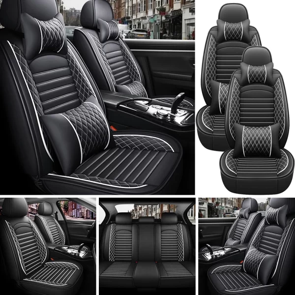 5-Seats PU Leather Universal Car Seat Covers Full set Front Rear Seat Cushion Anti-scratch Protection For Sedan SUV Seat - Image 7