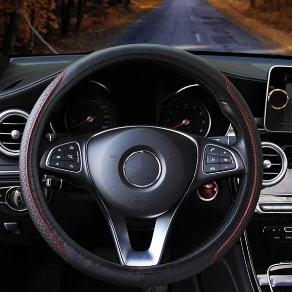 Universal Car Steering Wheel Cover Microfiber Leather Protection Cover Anti Slip Breathable for 37-39cm Steering Wheel Protector - Image 3