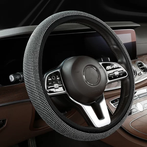 Bling Bling Diamond Rhinestones Crystal Car Steering Wheel Cover PU Leather Auto Accessories Case Car Styling - Image 2