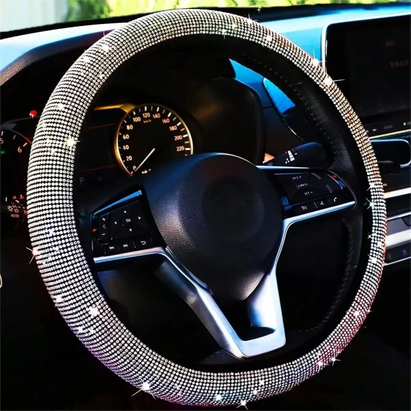 Bling Bling Diamond Rhinestones Crystal Car Steering Wheel Cover PU Leather Auto Accessories Case Car Styling - Image 7