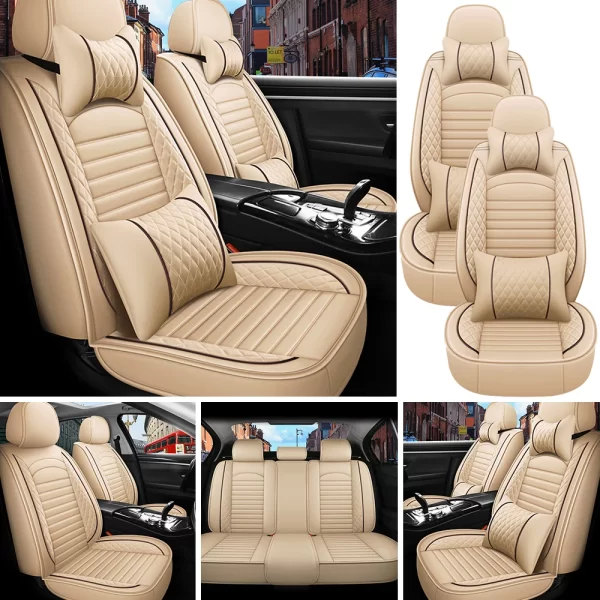 5-Seats PU Leather Universal Car Seat Covers Full set Front Rear Seat Cushion Anti-scratch Protection For Sedan SUV Seat - Image 10