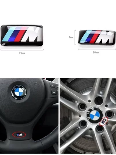 2PCS 5PCS BMW E46 E39 E38 E90 E60 E36 F30 F20 M Logo Car Steering Wheel Wheel Center Emblem Badge Sticker Decal Styling