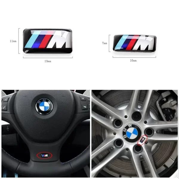 2PCS 5PCS BMW E46 E39 E38 E90 E60 E36 F30 F20 M Logo Car Steering Wheel Wheel Center Emblem Badge Sticker Decal Styling