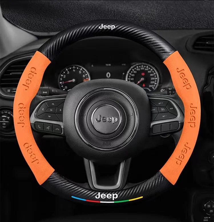 Car Steering Wheel Cover For Jeep Grand Cherokee XJ Renegade Compass Wrangler JK TJ Patriot SRT Trail Hawk Auto Accessories - Image 3