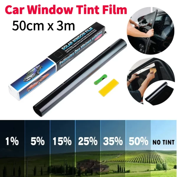 Car Window Tint Film 1/5/15/25/35/50 Percent Black Car Window Foils Tinting Film Glass Summer UV Protector Glass Sticker Films