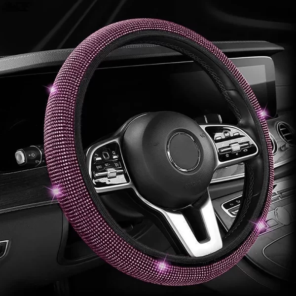Bling Bling Diamond Rhinestones Crystal Car Steering Wheel Cover PU Leather Auto Accessories Case Car Styling - Image 3