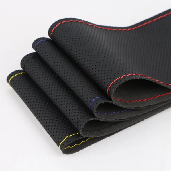 Handmade 37-39cm Car Steering Wheel Cover,Perforated Microfiber Leather, Breathable And Non-Slip Steering Wheel Protector - Image 4