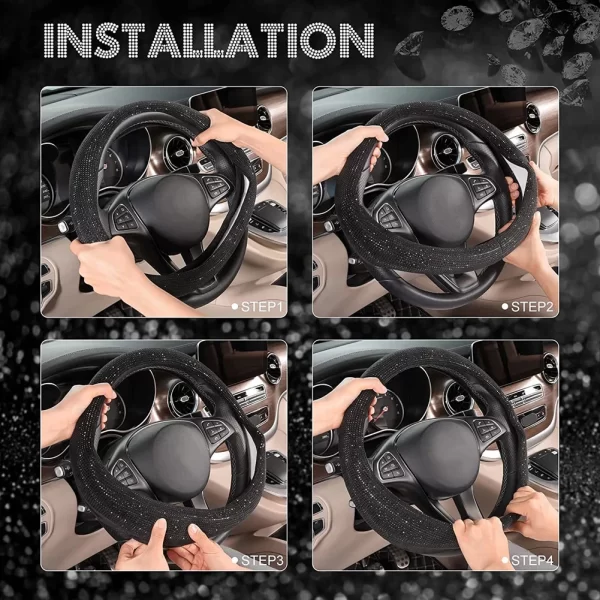 Bling Bling Diamond Rhinestones Crystal Car Steering Wheel Cover PU Leather Auto Accessories Case Car Styling - Image 5