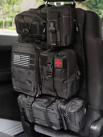 Tactical Car Seat Organizer With Detachable Pouches - Durable Multi-Pocket Storage For Everyday Use