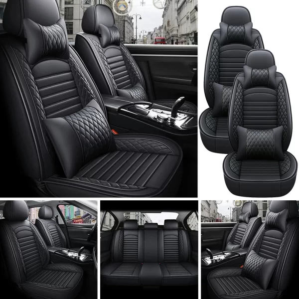 5-Seats PU Leather Universal Car Seat Covers Full set Front Rear Seat Cushion Anti-scratch Protection For Sedan SUV Seat - Image 3