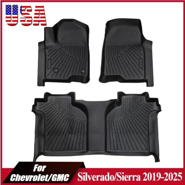 Car TPE Floor Mats For Chevy Silverado / GMC Sierra 1500 2500HD 3500HD 2019-2025 All-weather Protection Auto Floor Mats Liners - Image 2