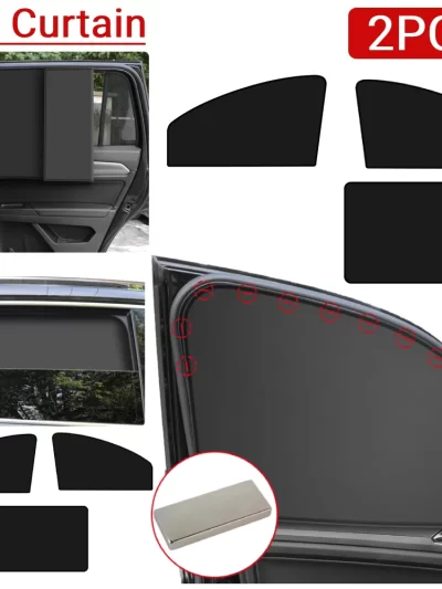 2PCS Car Sunshade Curtains Summer Protection Window Magnetic Suction Sunshade Side Window Cover Sun Visor Front Rear Auto