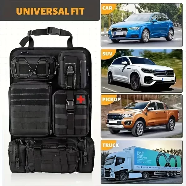 Tactical Car Seat Organizer With Detachable Pouches - Durable Multi-Pocket Storage For Everyday Use - Image 2