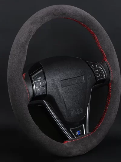 DIY Suede Car Steering Wheel Cover 15 inch Auto Steering Wheel Wrap With Needle Thread Four Season Universal Car Accessories
