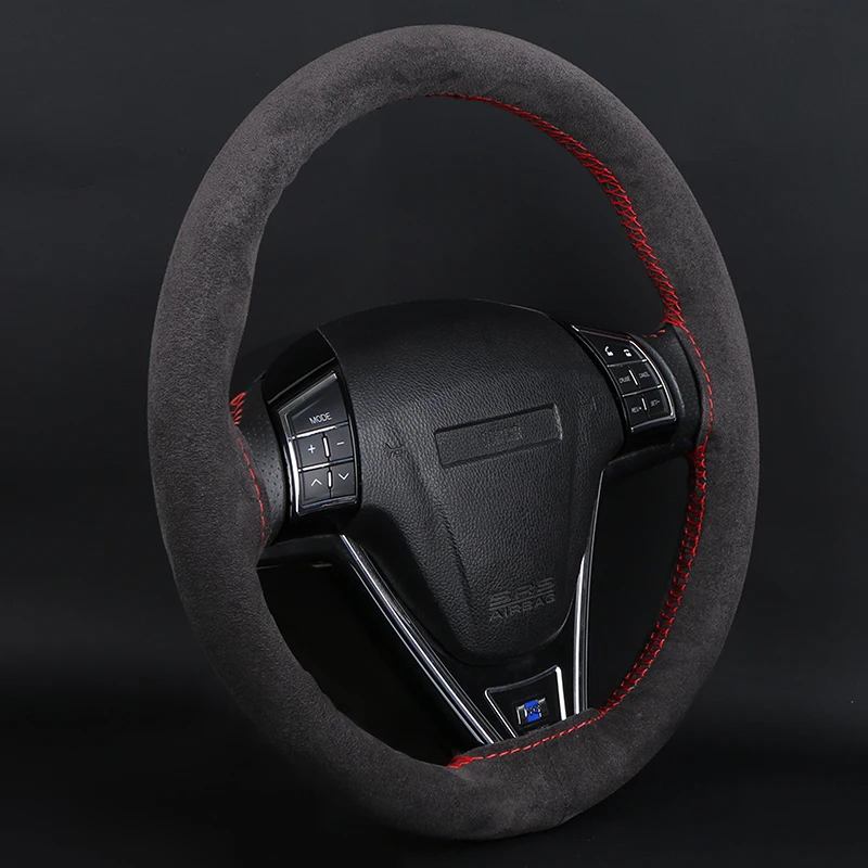 DIY Suede Car Steering Wheel Cover 15 inch Auto Steering Wheel Wrap With Needle Thread Four Season Universal Car Accessories