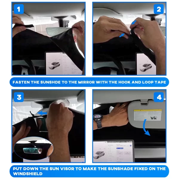 Car Windshield Sun Shade Covers Visors Front Window Sunscreen Protector Parasol Coche For Tesla Model 3 Y Sunshade Accessories - Image 6