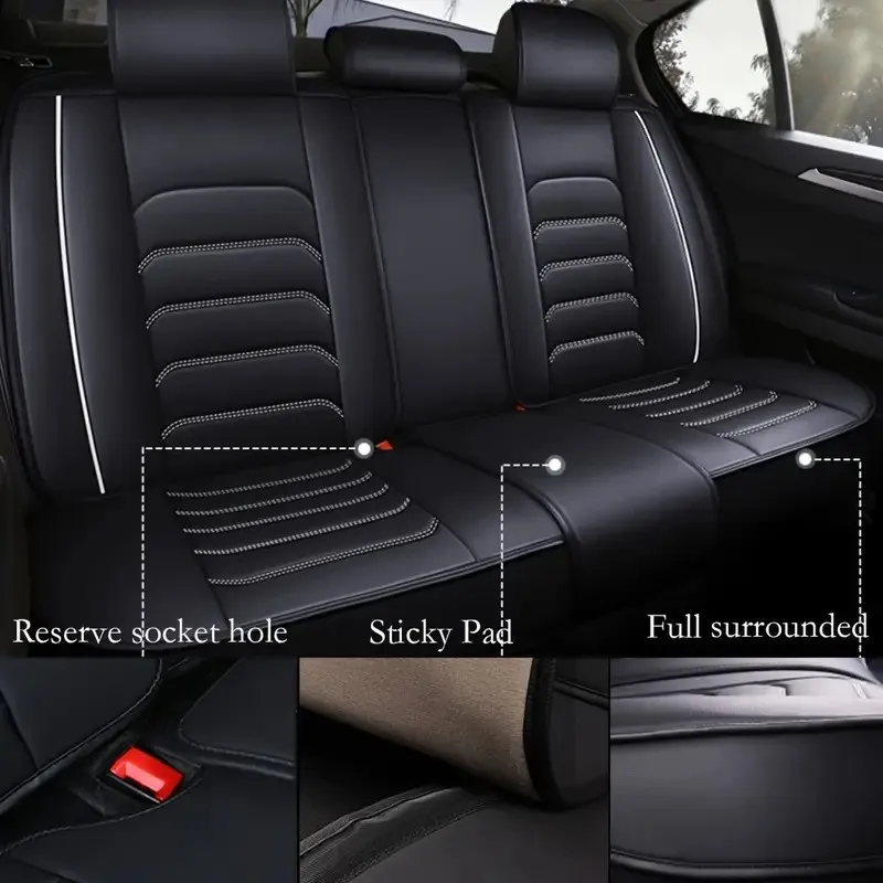 JHLU Universal Car Seat Cover 5-Seat Car Seat Covers Faux Leather Full Set Waterproof for All Car Models Auto Accessories Interi - Image 4