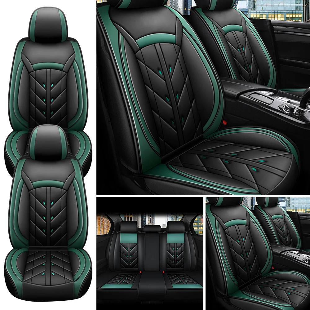 5-Seater Car Seat Cover Full Set Universal Deluxe Front Rear Cushion, PU Leather Cushion Protectors Waterproof Car Seat Cover - Image 7