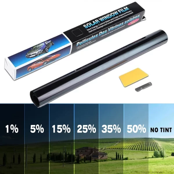 Car Window Tint Film 1/5/15/25/35/50 Percent Black Car Window Foils Tinting Film Glass Summer UV Protector Glass Sticker Films - Image 2