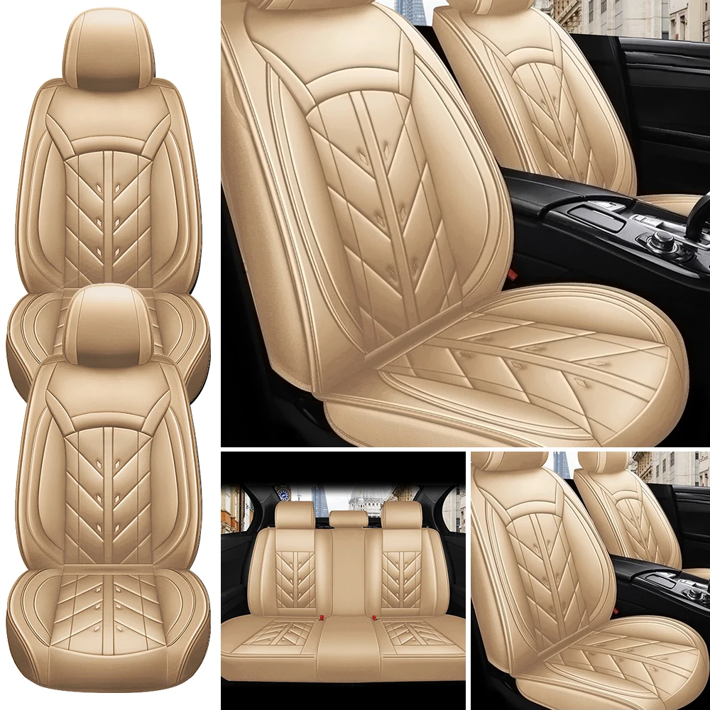 5-Seater Car Seat Cover Full Set Universal Deluxe Front Rear Cushion, PU Leather Cushion Protectors Waterproof Car Seat Cover - Image 11