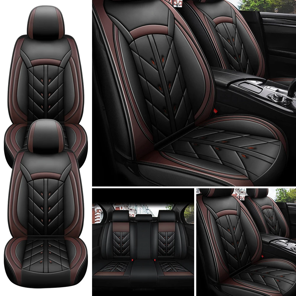 5-Seater Car Seat Cover Full Set Universal Deluxe Front Rear Cushion, PU Leather Cushion Protectors Waterproof Car Seat Cover - Image 12