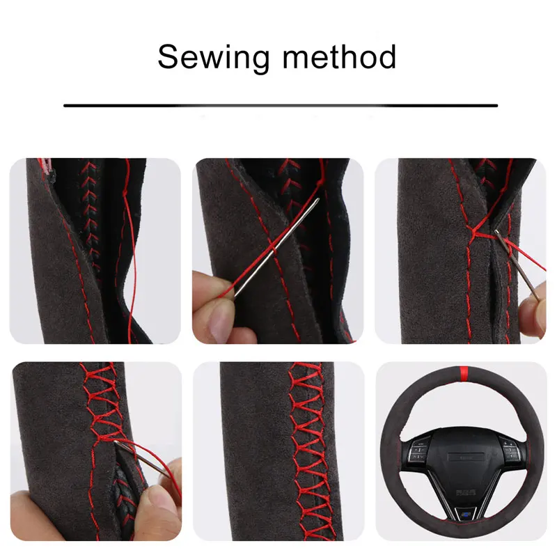 DIY Suede Car Steering Wheel Cover 15 inch Auto Steering Wheel Wrap With Needle Thread Four Season Universal Car Accessories - Image 5