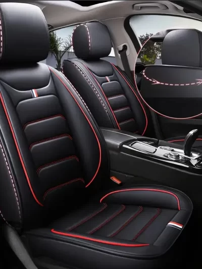 JHLU Universal Car Seat Cover 5-Seat Car Seat Covers Faux Leather Full Set Waterproof for All Car Models Auto Accessories Interi