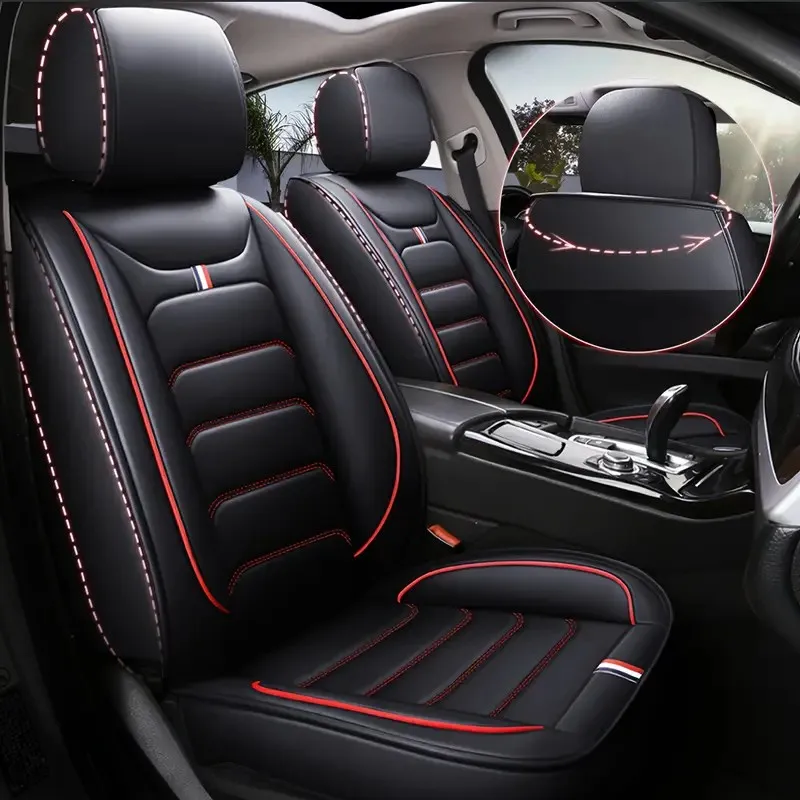 JHLU Universal Car Seat Cover 5-Seat Car Seat Covers Faux Leather Full Set Waterproof for All Car Models Auto Accessories Interi