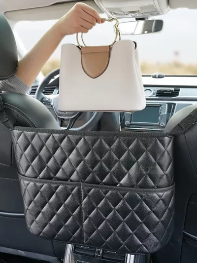 Car Middle Seat Storage Net Large Capacity Leather Bag Seat Back Storage Bag Car Chair Back Supplies Storage Goods Hanging Bag ﻿
