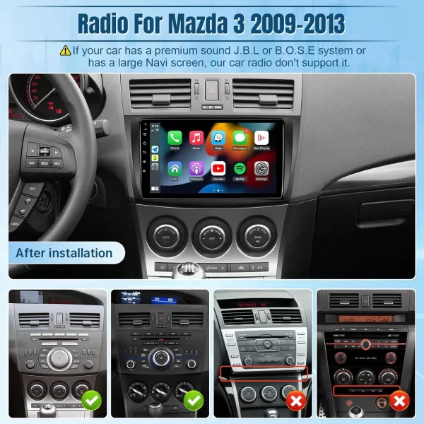 9 Inch Wireless Car Radio for Mazda 3 2009-2013 CarPlay Android Auto Touch Screen - Image 5