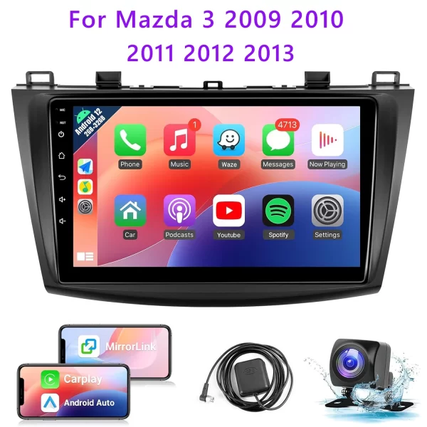 9 Inch Wireless Car Radio for Mazda 3 2009-2013 CarPlay Android Auto Touch Screen