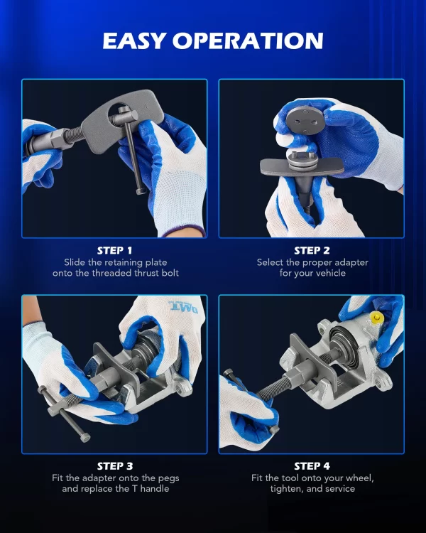 OMT 24Pcs Universal Disc Brake Caliper Tool Piston Pad Wind Back Hand Kit W/ Hooks Compressor Tool Kit Heavy Duty Wind Back Set - Image 6