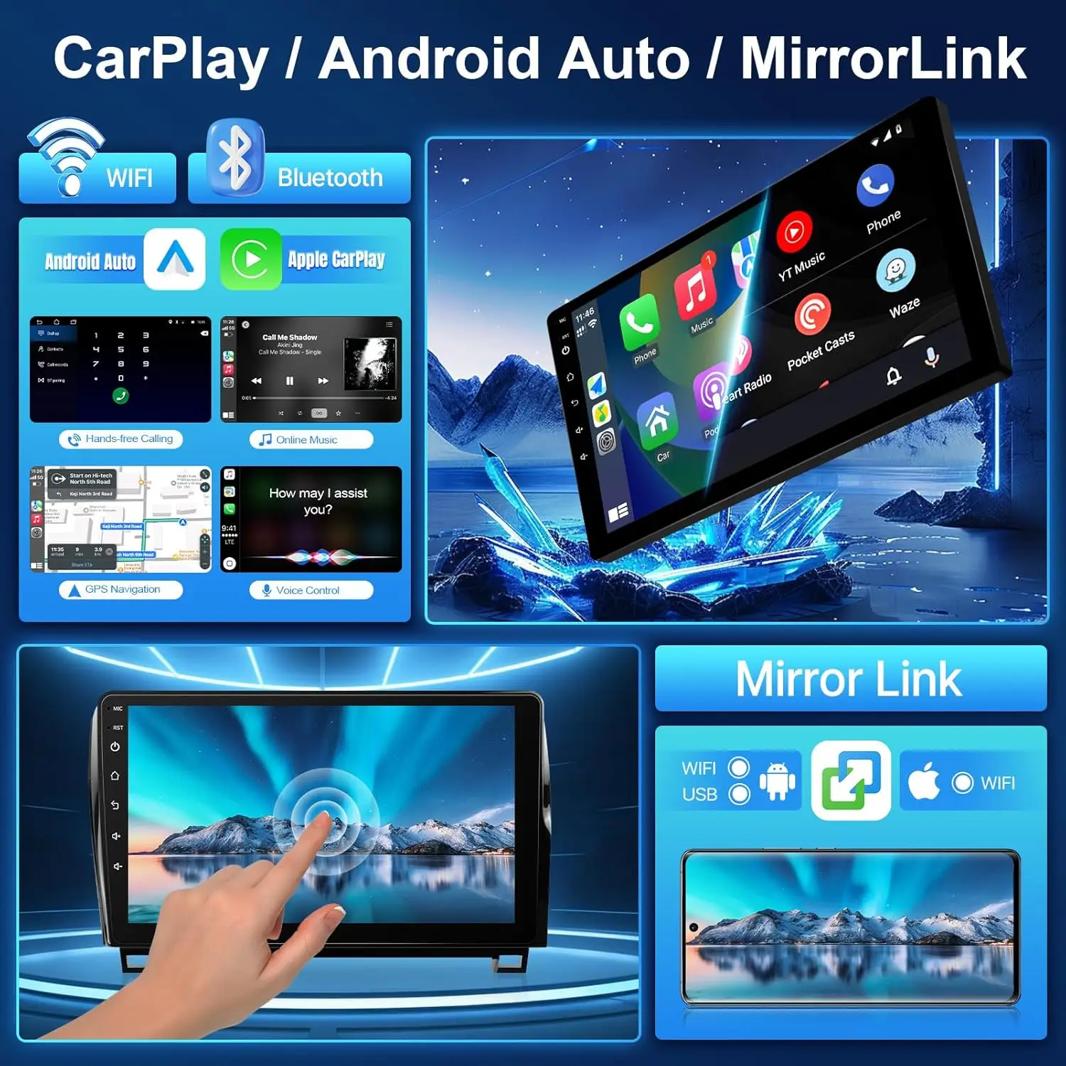 10.1" Wireless Car Stereo for Toyota Tundra 2007-2013 Toyota Sequoia 2008-2018 - Image 2