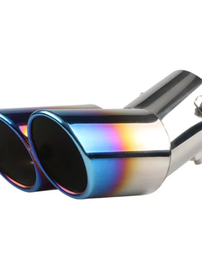 Car Exhaust Muffler Tip Stainless Steel Tail Pipe Muffler Dual Outlet Exhaust Tailpipe Tip Burnt Blue Car Modification Parts