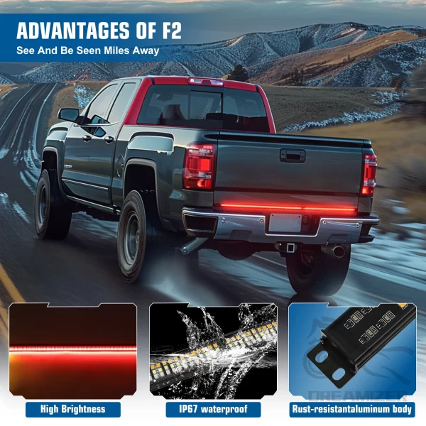 60" LED Truck Strip Tailgate Light Bar Reverse Brake Turn Signal Stop Lamp Tail Light 864 LED Sequential Strip For Pickup Truck - Image 5