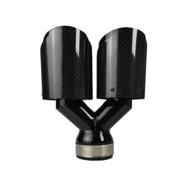 1 Pcs Universal Car Carbon Fibre Tail Throat Silencer Same Length Black Y-Shaped Double Out Twill Glossy Exhaust Muffler Tip - Image 3