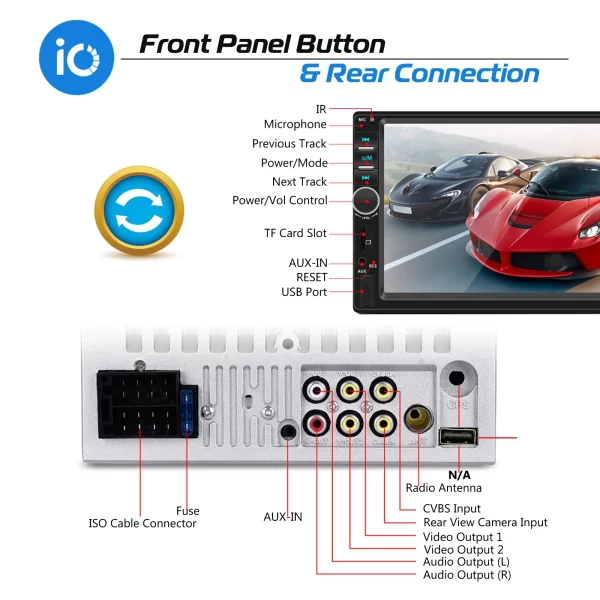 ESSGOO 7 Inch Car Stereo Radio Wireless Apple Carplay Android - Image 6