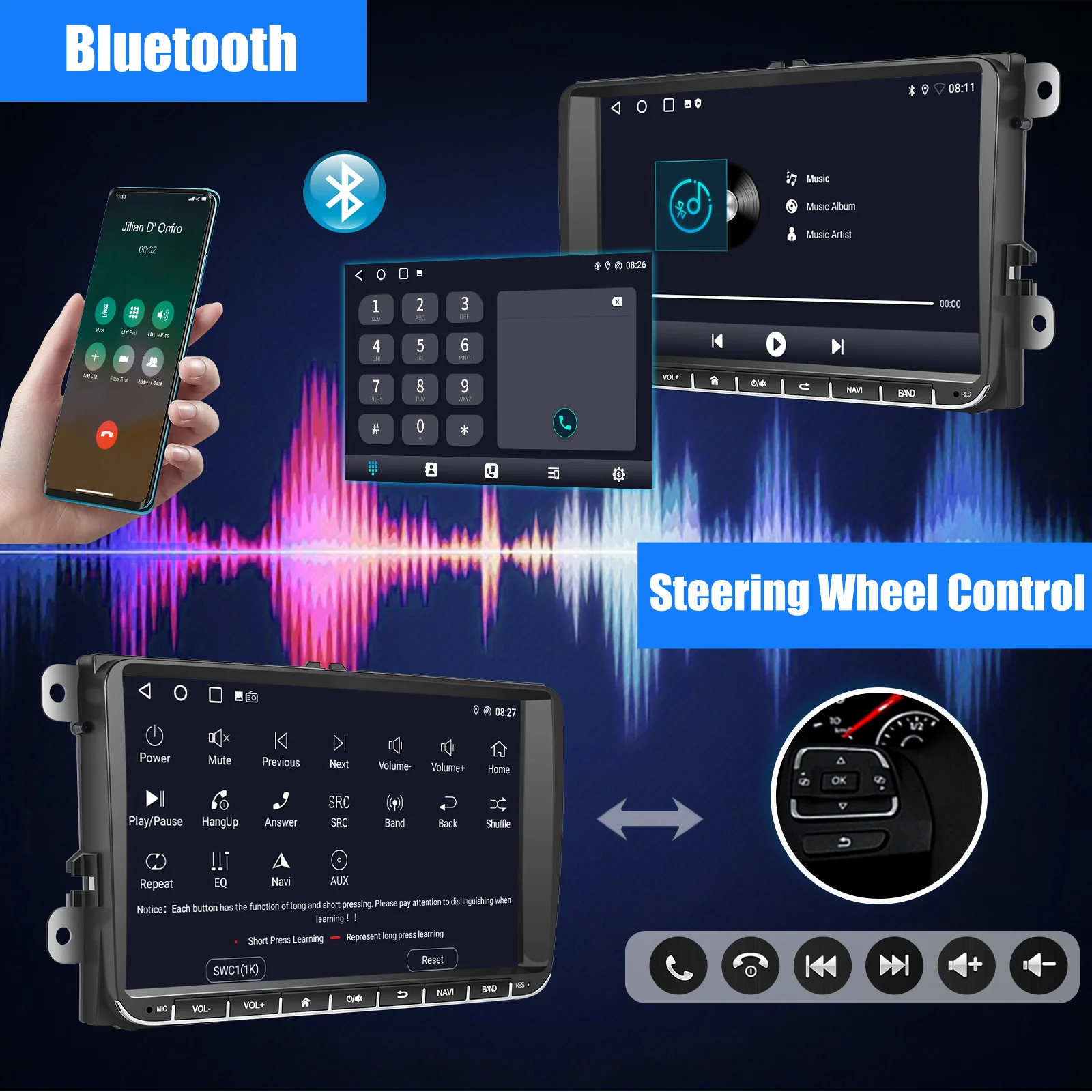 9" Android 14 4G+64G Wireless Carplay Car Stereo - Image 4